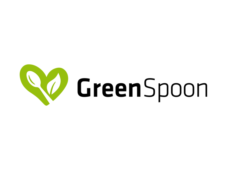 On our way to a sustainable hotel in Austria Logo with green heart, spoon, and leaf, food blog website